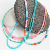 "The Hanalei" Large Opal beaded necklace - Chocolate and Steel