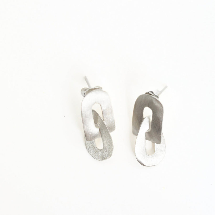 “The Kapa'a” Arch Link Earring - Chocolate and Steel