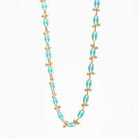 "The Malibu" Gold and Enamel Chain Necklace - Chocolate and Steel
