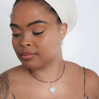 "The Poipu" Freshwater Pearl and Tourmaline Beaded Necklace - Chocolate and Steel