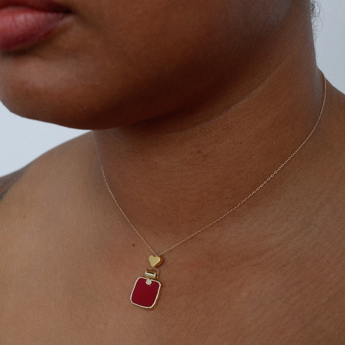 "The Relic" square gemstone pendant necklace - Chocolate and Steel