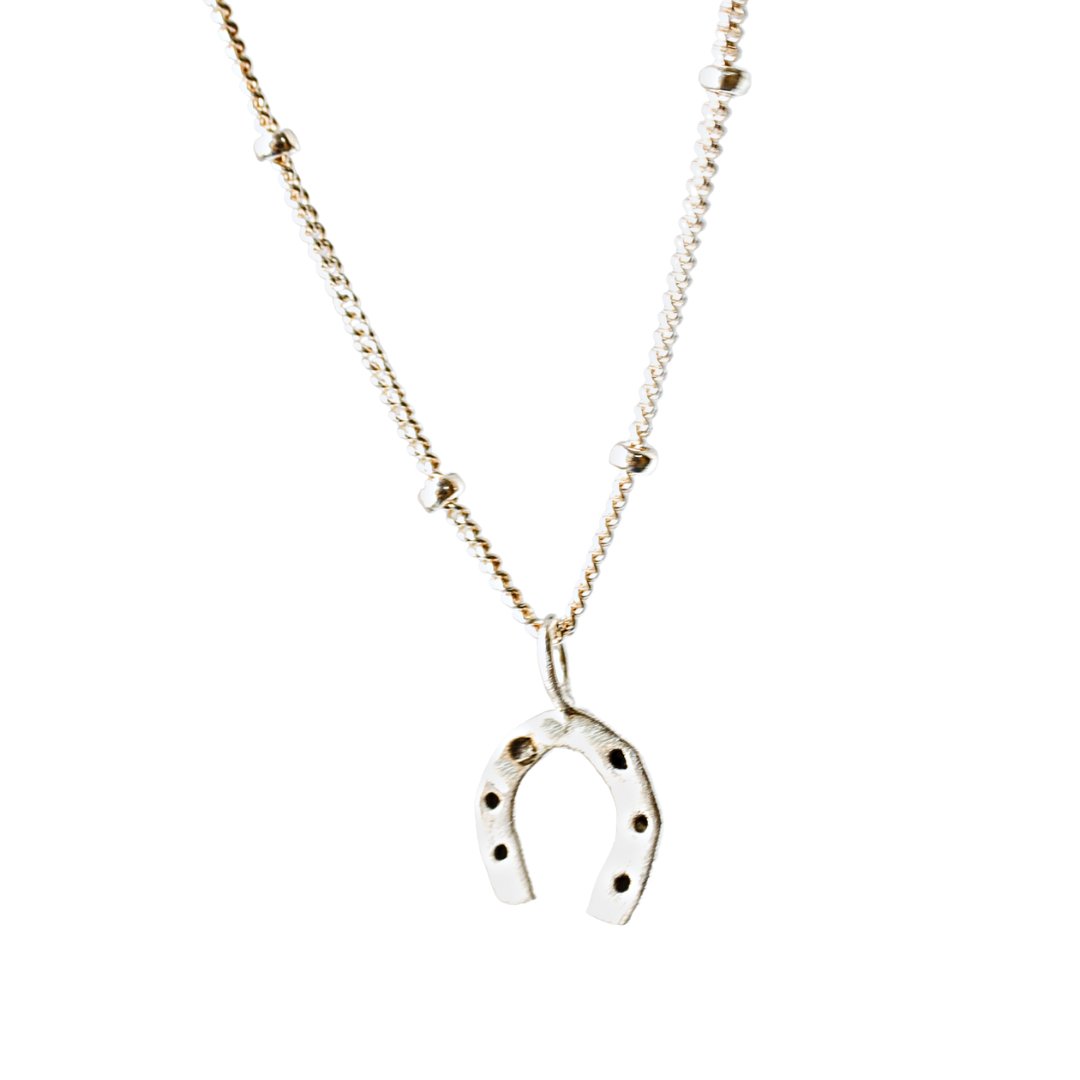 Tiny Horseshoe Necklace - Chocolate and Steel - 14kt gold vermeil - accentnecklace - anniversary - Necklaces