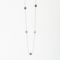 Tourmaline Octagon Satellite Chain Necklace - Chocolate and Steel