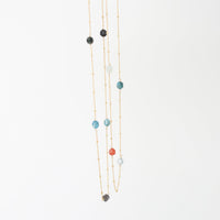 Tourmaline Octagon Satellite Chain Necklace - Chocolate and Steel