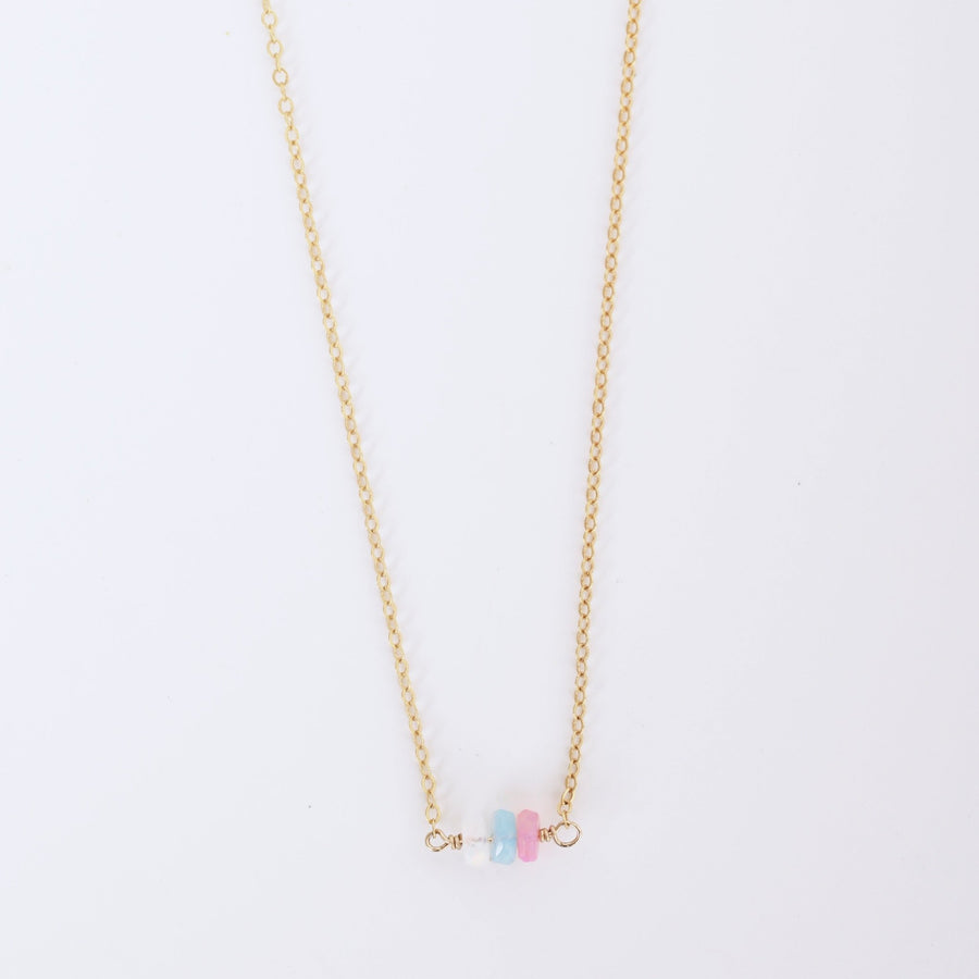 Trio of Sprinkles Opal Necklace - Chocolate and Steel