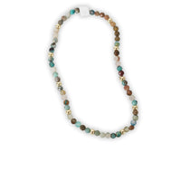 Turquoise Friendship Bracelet - Chocolate and Steel - beaded bracelet - beaded bracelets - blue gemstone - bracelet