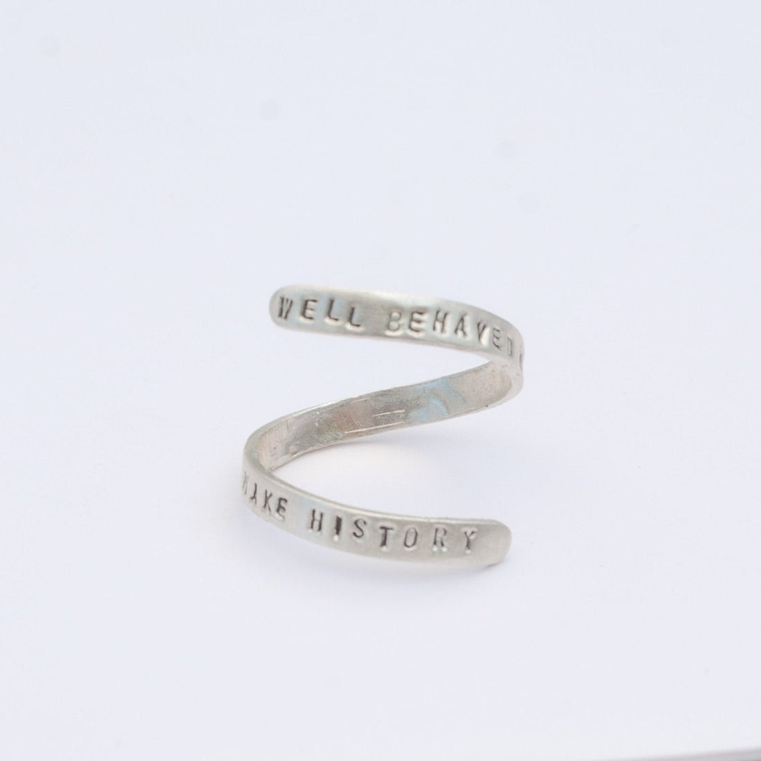 "Well Behaved Women Seldom Make History" Laurel Thatcher Ulrich Wrap Ring - Chocolate and Steel