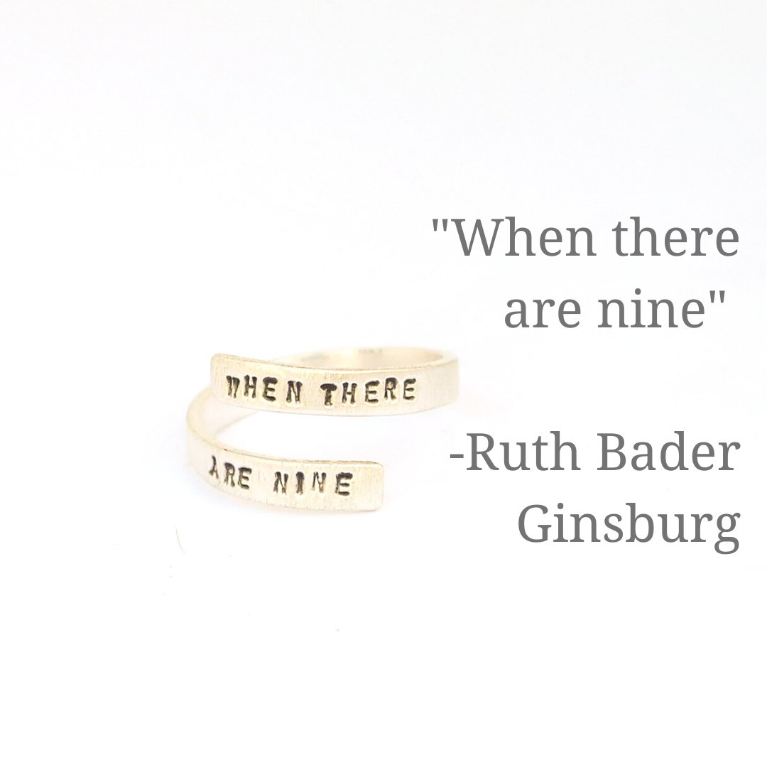 "When there are nine" - Ruth Bader Ginsburg (RBG) quote wrap ring - Chocolate and Steel
