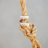 "When You Come to the End of your Rope Tie a Knot and Hang On" -Franklin D. Roosevelt Wrap Ring - Chocolate and Steel