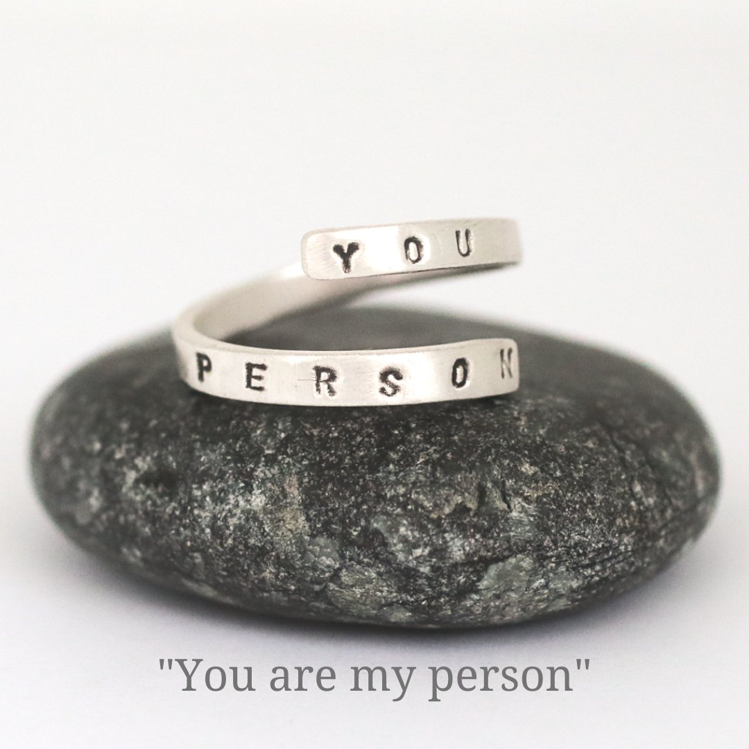 "You are my person" Wrap Ring - Chocolate and Steel