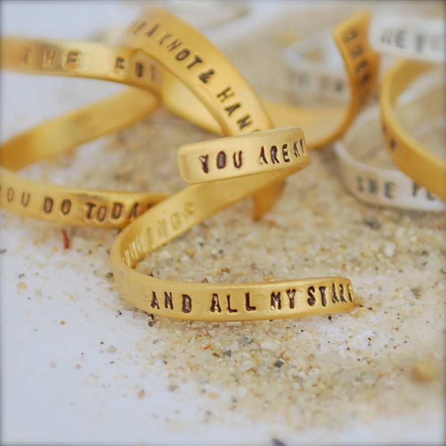 "You Are My Sun My Moon and All My Stars" -EE Cummings Wrap Ring - Chocolate and Steel