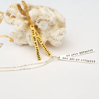 "You Are My Sunshine My Only Sunshine" Quote Necklace - Chocolate and Steel