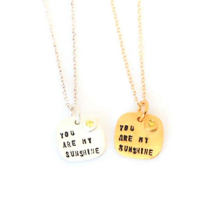 "You are My Sunshine" Quote Necklace - Chocolate and Steel